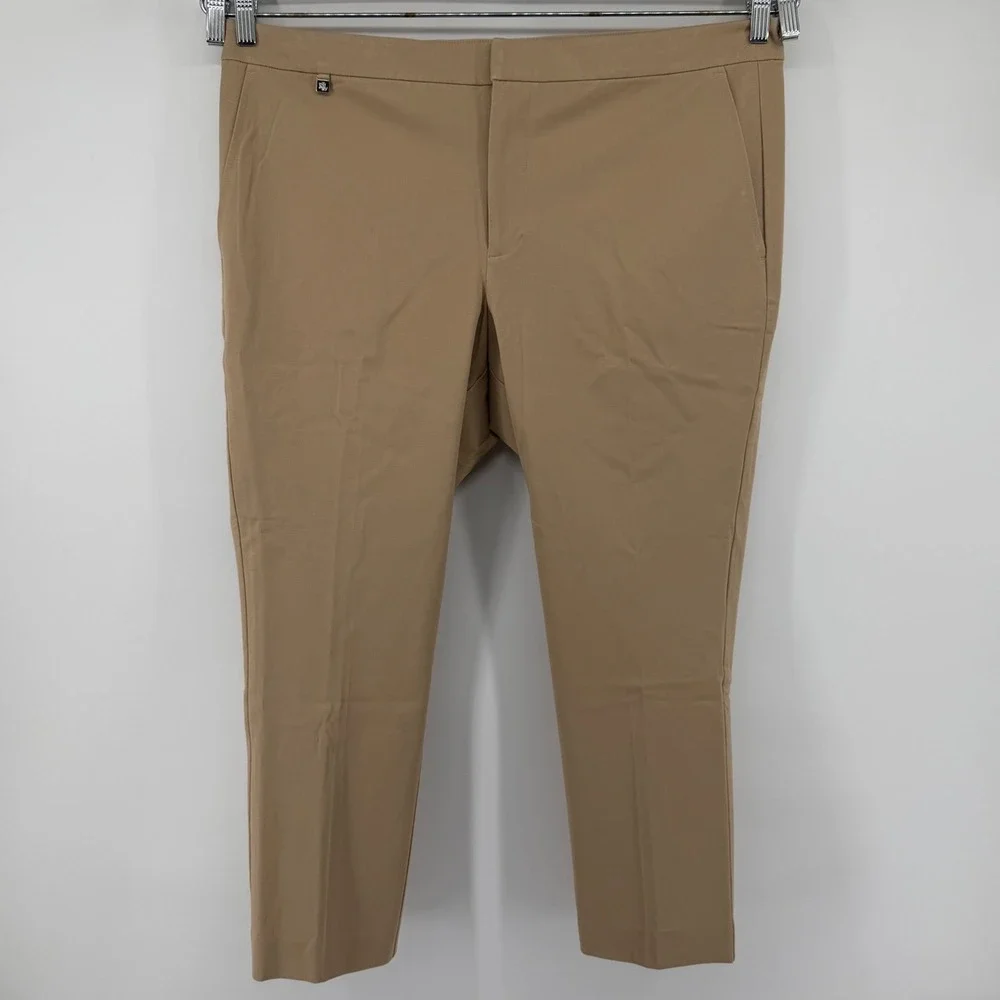 Lauren Ralph Lauren Pants Women 18 Tan Khaki Slim Ankle Trouser Stretch Workwear